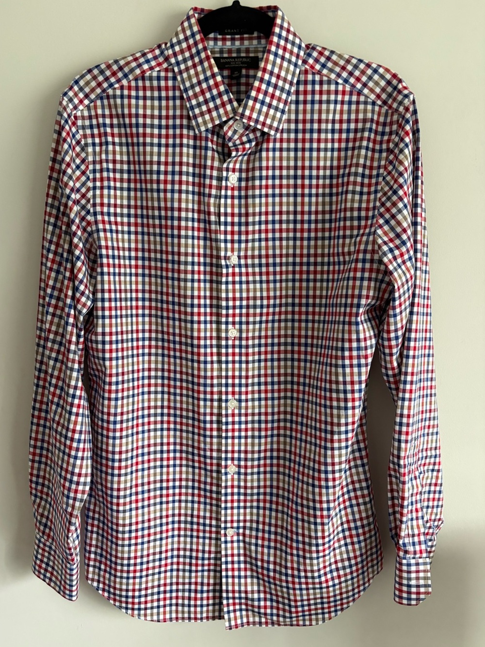 Banana Republic Red, Blue & White Check Dress Shirt